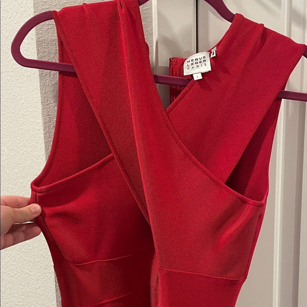 Herve Leger Striking Red Dress